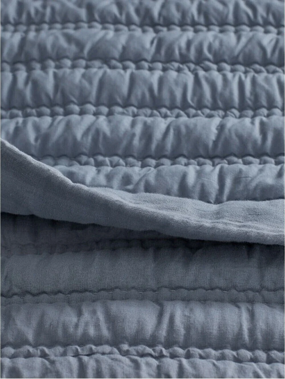 The Company Store Legends Hotel Washed Linen Quilt King Blue Stone